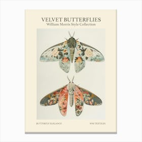 Velvet Butterflies Collection Butterfly Elegance William Morris Style 4 Canvas Print