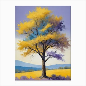 Painting Of A Tree, Yellow, Purple (12) Canvas Print