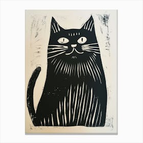 Munchkin Cat Linocut Blockprint 3 Canvas Print