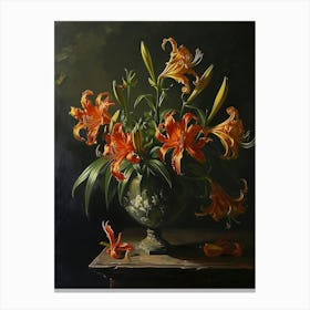 Baroque Floral Still Life Gloriosa Lily 3 Canvas Print