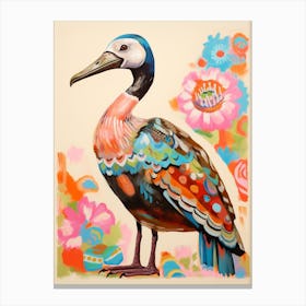Pink Scandi Brown Pelican 1 Canvas Print