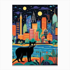 Melbourne, Australia Skyline With A Cat 0 Canvas Print