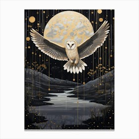 Barn Owl 3 Gold Detail Painting Canvas Print