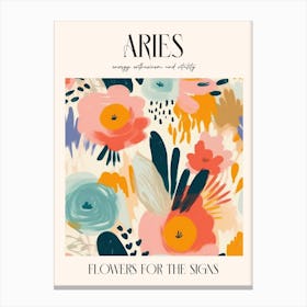 Flowers For The Signs Aries 2 Zodiac Sign Canvas Print
