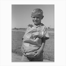 Little Boy With Sack Of Vegetables From The Community Garden At The Casa Grande Valley Farms, Pinal County Canvas Print