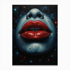 Lips with red lipstick Canvas Print