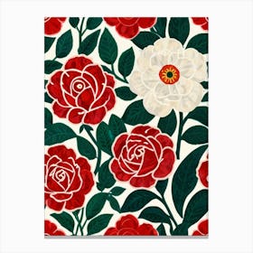 William Morris Red Roses 1 Canvas Print