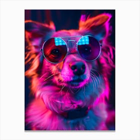 Beautiful Dog Under Neon Lights 21 Canvas Print