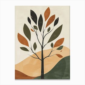 Teak Tree Minimal Japandi Illustration 4 Canvas Print