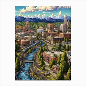 Spokane Washington Pixel Art 9 Canvas Print