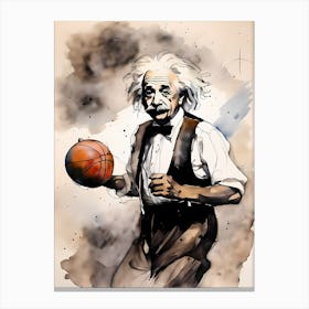 Albert Einstein Playing Basketball Abstract Painting (12) Canvas Print