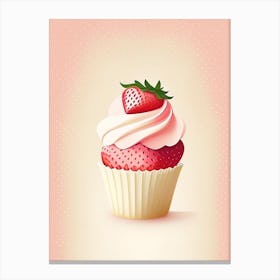 Strawberry Cupcakes, Dessert, Food Marker Art Illustration 3 Canvas Print