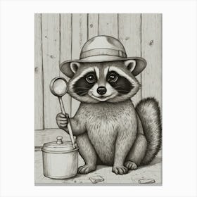 Raccoon In Hat 1 Canvas Print