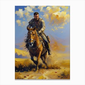 Man Riding A Horse Canvas Print