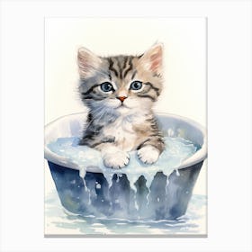 American Shorthair Cat In Bathtub Bathroom 4 Canvas Print