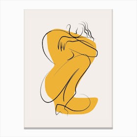 Self Hug Nude In Linear Abstract Canvas Print