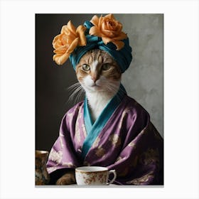 Cat In Kimono 3 Canvas Print