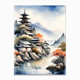 Japanese Landscape Watercolor Painting (44) 1 Canvas Print