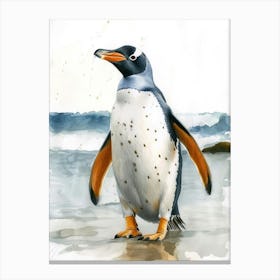 Humboldt Penguin Signy Island Watercolour Painting 1 Canvas Print