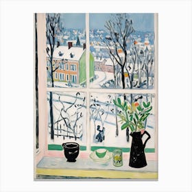 The Windowsill Of Vienna   Austria Snow Inspired By Matisse 2 Canvas Print
