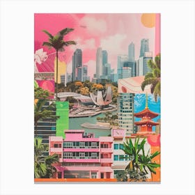 Singapore   Retro Collage Style 1 Canvas Print
