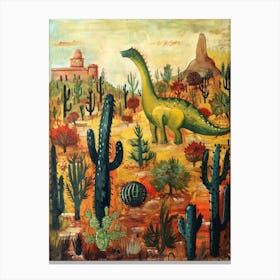 Abstract Dinosaur In The Desert Painting 4 Canvas Print