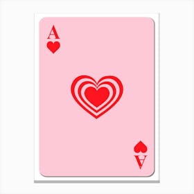 Pink Heart Ace Card Canvas Print