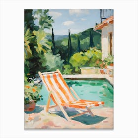 Sun Lounger By The Pool In Altamura Italy Canvas Print
