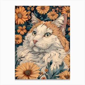 Cat In Flowers 1 Canvas Print