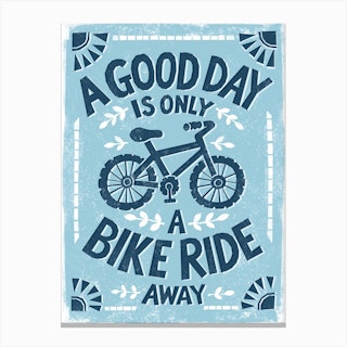 Blue Bike Ride Cyclists Canvas Print