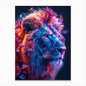 Lion With Flowers 14 Canvas Print