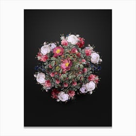 Vintage Rose of Love Bloom Flower Wreath on Wrought Iron Black n.0515 Canvas Print