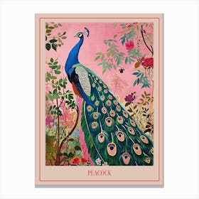 Floral Animal Painting Peacock 1 Poster Canvas Print