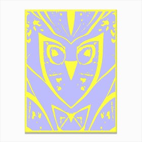 Abstract Owl Purple And Yellow 3 Canvas Print