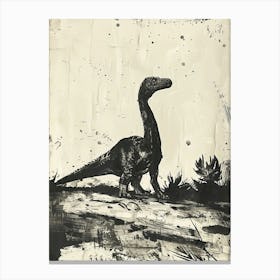 Plateosaurus Dinosaur Black Ink & Sepia Illustration 2 Canvas Print