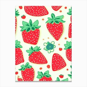 Strawberry Repeat Pattern, Cute, Kawaii Canvas Print
