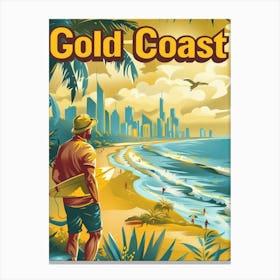 Gold Coast Vintage Travel Canvas Print