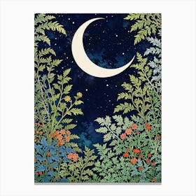 Moon And Flowers 2 Canvas Print