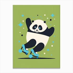 Rollerskating Panda Skateboarding Canvas Print