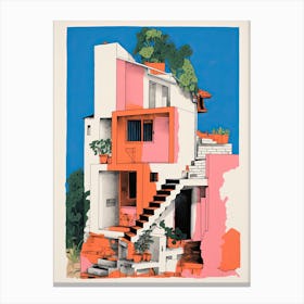 A House In Athens, Abstract Risograph Style 1 Canvas Print