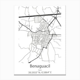 Benaguacil,Spain Minimalist Map Canvas Print