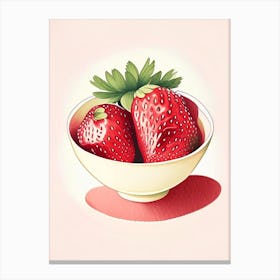 Bowl Of Strawberries, Fruit, Marker Art Illustration 2 Canvas Print