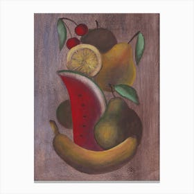 Tutti Frutti - vertical kitchen still life classic old masters fruits food Canvas Print