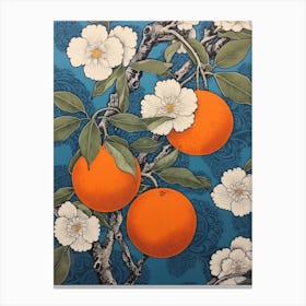 Tachibana Mandarin Orange 2 Vintage Botanical Woodblock Canvas Print