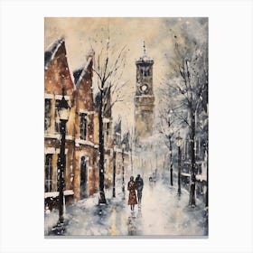 Vintage Winter Painting Cambridge United Kingdom 1 Canvas Print