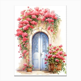 Nice, France   Mediterranean Doors Watercolour Painting 2 Canvas Print