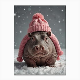 Hippo In A Hat Canvas Print