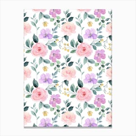 Watercolor Roses Seamless Pattern.Colorful roses. Flower day. artistic work. A gift for someone you love. Decorate the place with art. Imprint of a beautiful artist. Canvas Print