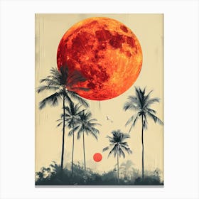 Full Moon Over Palm Trees 1 Canvas Print