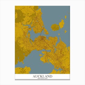 Auckland Yellow Blue Map Canvas Print